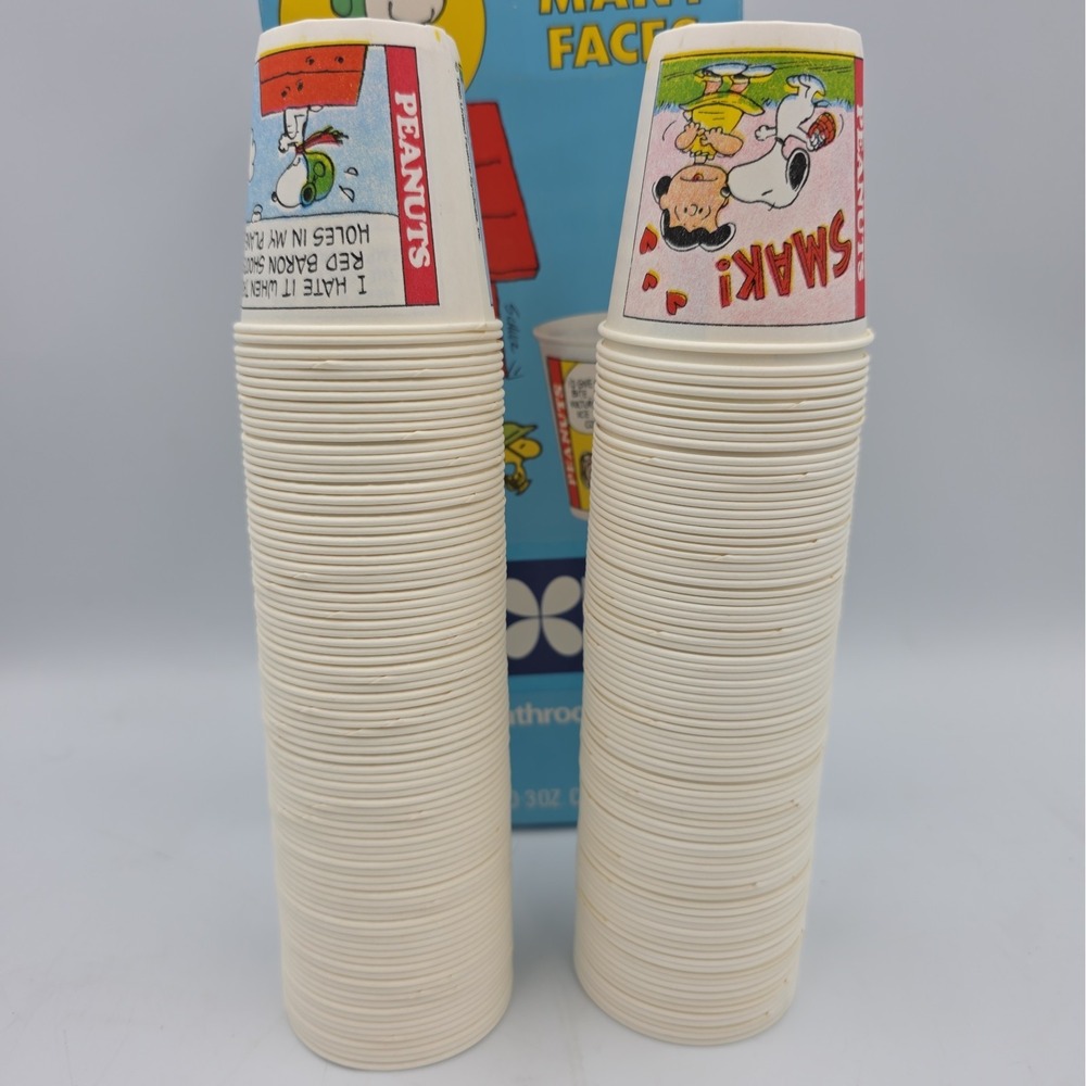 Vintage opened Peanuts Snoopy's Many Faces DIXIE Paper Cups (160 count) 3oz